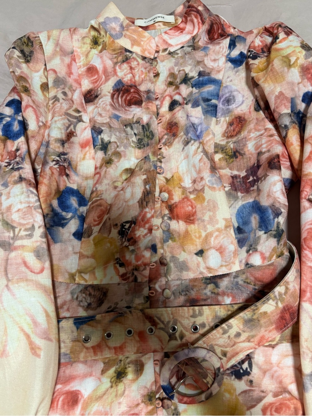 Chala Floral Belted dress in Pink, Blue, Cream, Tan